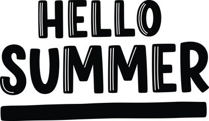 Hello Summer Hand Drawn Typography Lettering with Bold Playful Text Style for Seasonal Greetings, Vacation Promotions, Holiday Posters, and Festive Graphic Design © MstSabina