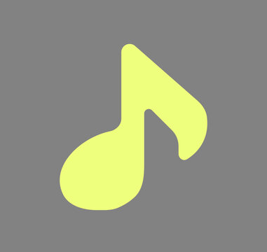 Yellow Music Note Icon, Single Musical Notation Symbol