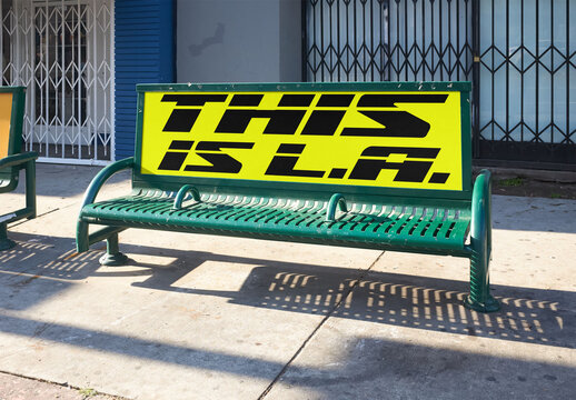 Real photo of Bench in Los Angeles. PSD mockup.