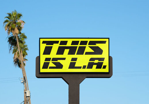 Real photo of Pylon sign in L.A., California, USA. PSD mockup.