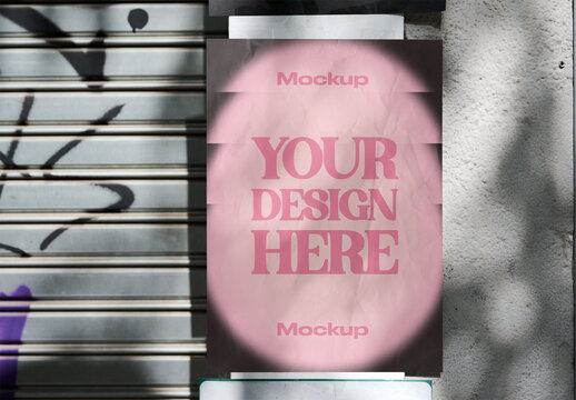 Real photo of Urban Guerrilla poster. PSD mockup.