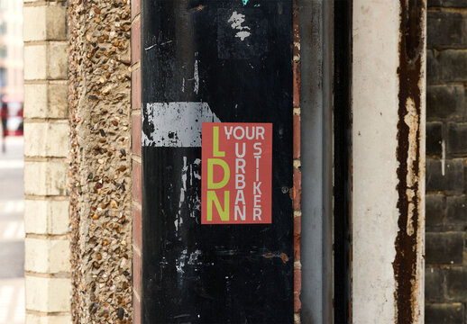 Real photo of Urban Guerrilla poster in London City. PSD mockup.