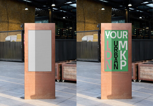 real photo of Urban Advertising panel in London. PSD Mockup.