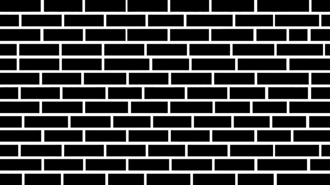 Seamless black brick wall pattern with white grout lines. Modern geometric abstract background texture for design projects.