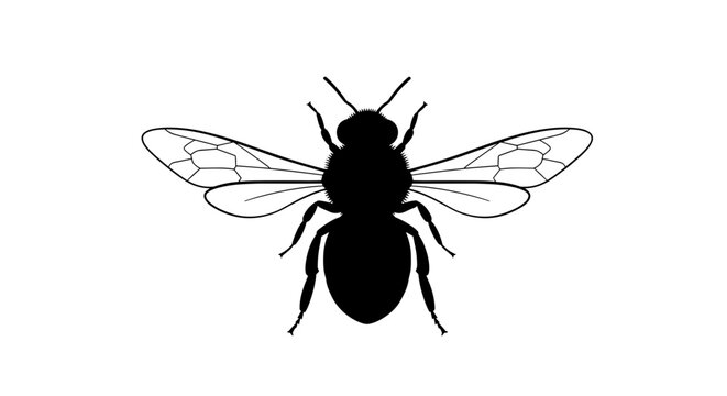 Black silhouette of a bee.