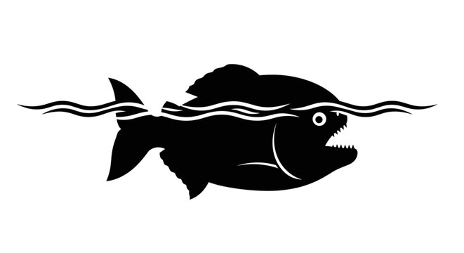 Black silhouette of angry fish.