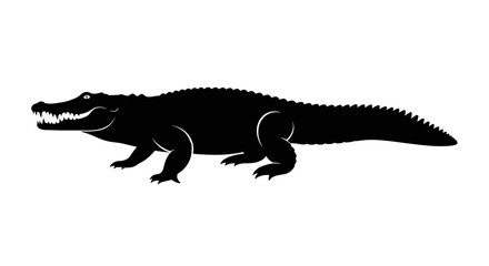 Fototapeta premium Black silhouette of crocodile walking.