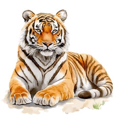 Obraz premium watercolor vector of Tiger, isolated on a white background.