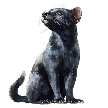 Tasmanian Devil, watercolor drawing vector, isolated on a white background.