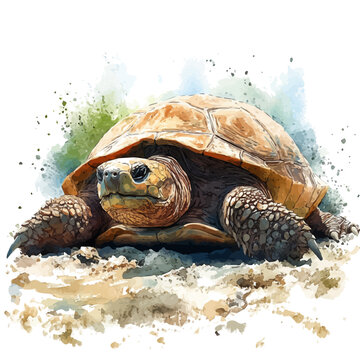 Snapping Turtle, watercolor vector, isolated on a white background.