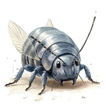 Silverfish, watercolor painting vector, isolated on a white background.