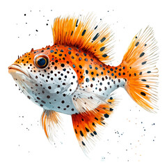 Pufferfish, watercolor vector, isolated on a white background. © azendia
