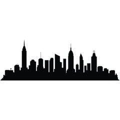 Obraz premium Striking black silhouette of a modern city skyline against a white background