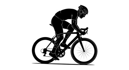 Fototapeta premium Silhouette of a Professional Cyclist Racing on Road Bike