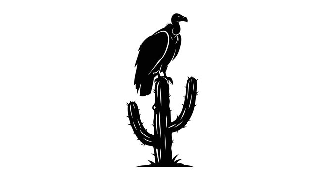 Black Vulture on Cactus.
