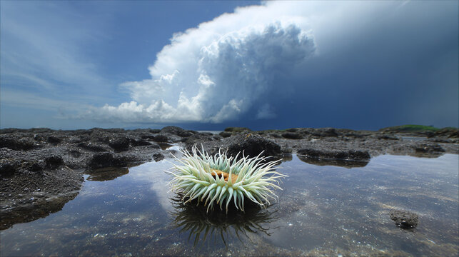 White Sea Anemone in Shallow Tidal Pool