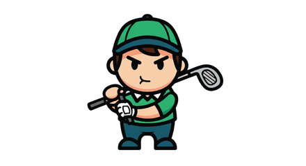 Fototapeta premium Cartoon golfer with golf club illustration isolated on white
