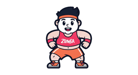 Fototapeta premium Cartoon fitness figure in active pose isolated