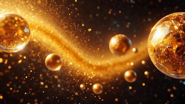Golden spheres and sparkling particles in space