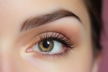 Fototapeta premium Woman's eye with precise eyebrow and cosmetic enhancement showing beauty and vision