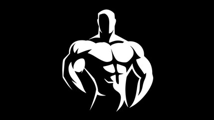 Fototapeta premium Strong Muscular Male Body Silhouette. Detailed Fitness Physique Illustration for Gym, Workout, and Bodybuilding Concepts.