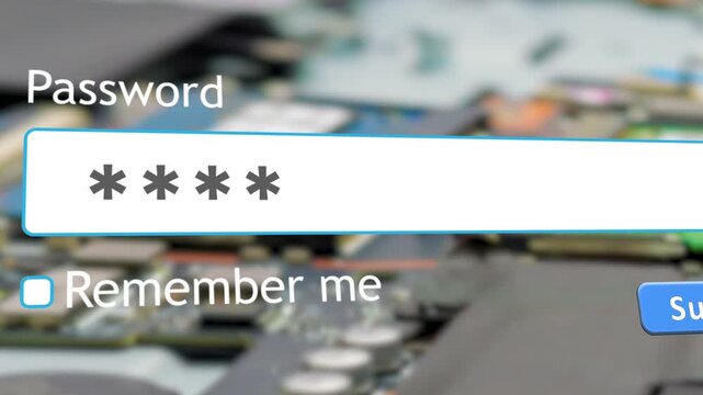 User types a password into a login form on a website while repairing a computer. The process involves submitting information to access an online account.