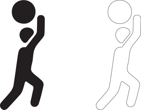 Jumping with a ball. Vector icon.