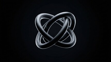 Fototapeta premium Interlocking Black 3D Rings on Dark Background