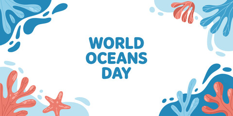 Obraz premium World Oceans Day Minimal Abstract Ocean Wave Vector Background