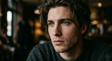 Fototapeta premium Portrait of a young man with striking green eyes