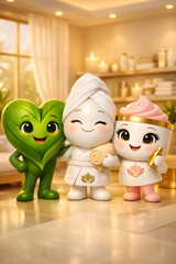 Obraz premium Three friendly cartoon characters share a happy moment