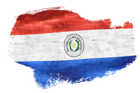 Paraguay national flag brush paint with grunge texture