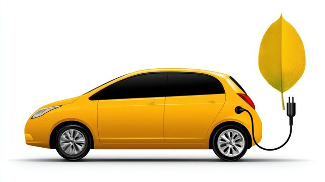 Electric vehicle with leaf emblem an advanced electric automobile featuring a distinctive leaf emblem on its rear