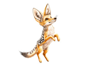 Fototapeta premium Curious black-backed jackal character looking up