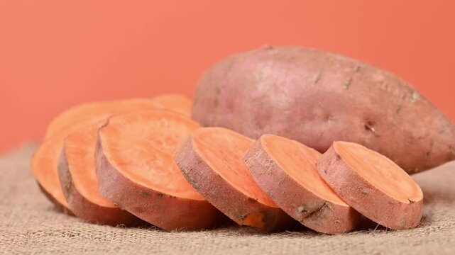 video of a raw sweet potato