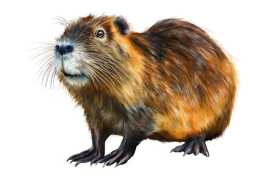 Realistic coypu or nutria watercolor portrait