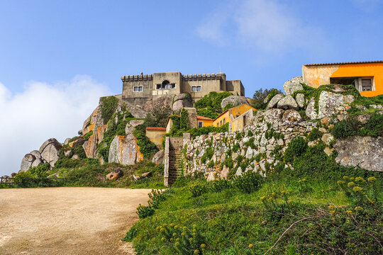 Abandoned Sanctuary of Peninha or Capela de Nossa Senhora da Peninha, on the top of mountain of Sintra - Cascais Natural Park, Colares, Lisbon District, Potugal.