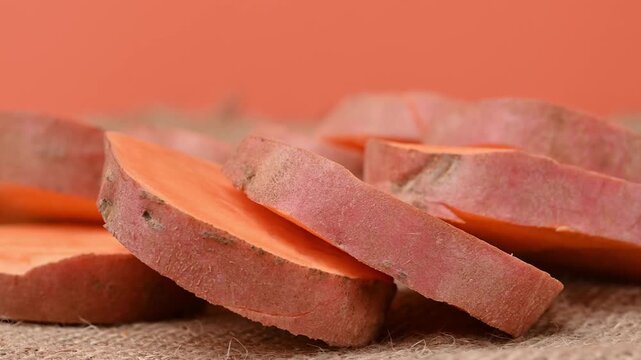 video of a raw sweet potato