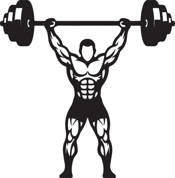 Vector illustration of a muscular man lifting weights isolated PNG with Transparent Background