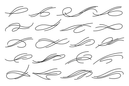 Collection of elegant cursive lettering strokes and flourishes