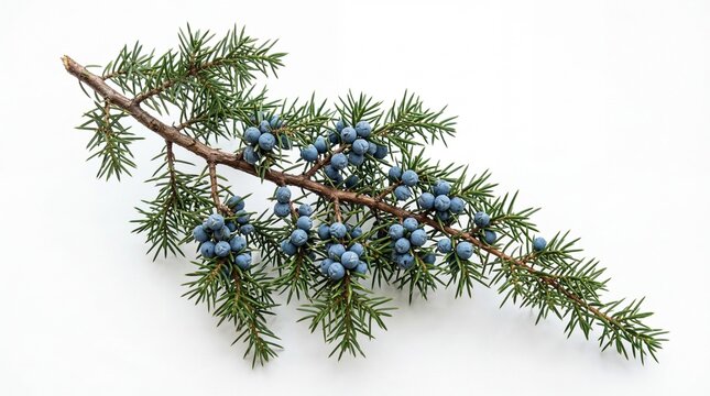 A close up view of a vibrant juniper branch featuring many ripe blue berries and green pine needles