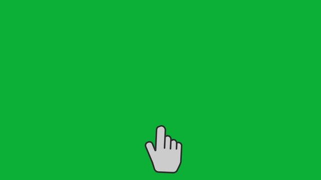 Mouse Cursor Click 2D Animation | Interactive Hand Pointer Click Motion | Digital Interface Clicking Animation on Green Screen