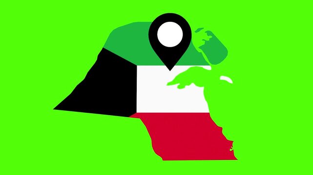 Kuwait Map Highlight: A colorful illustration showcasing the Kuwait map, pinpointed with a location marker, symbolizing a specific point.