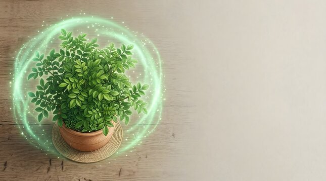 Natural Mosquito Repellent Plant with Protective Aura for Health Concept with Copy Space.