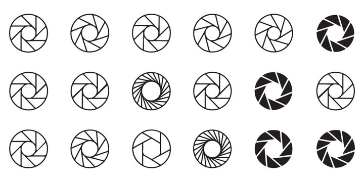 Abstract Camera Shutter and Aperture Icon Collection for Photography Branding