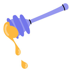 Honey dipper with dripping yellow honey, vector graphic element © Stasia