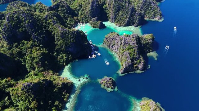 Coron, Philippines - Cinematic Drone Panorama of Kayangan Lake