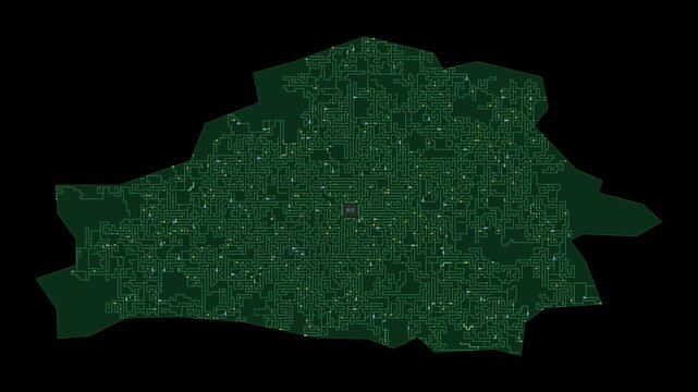 Circuit board map animation of Belarus &ndash; Digital PCB Territory Visualization, Technology, Communication