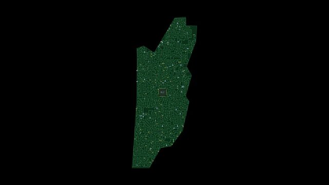 Circuit board map animation of Belize &ndash; Digital PCB Territory Visualization, Technology, Communication