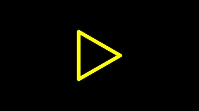 Abstract triangle yellow arrows blinking on black background.